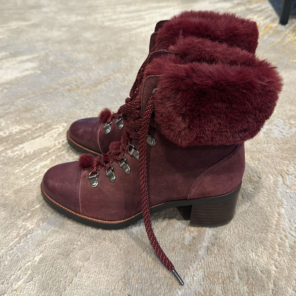 SAM EDELMAN: Vegan Fur‎ Manchester Chunky Hiker Boot size 6.5 in EUC